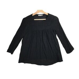 Odells Black Gauze Woven Detail Top Size X-Small